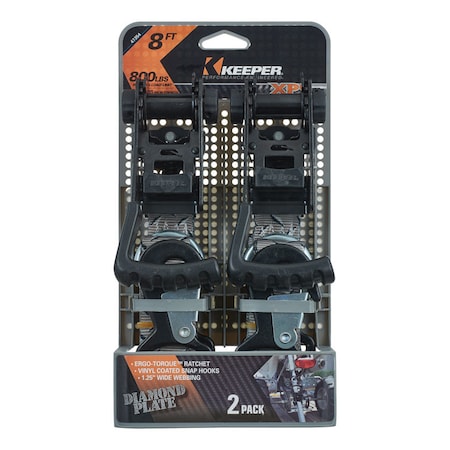 Keeper Keeper Ergo-Torque 1.25 in. W X 8 ft. L Gray Ratchet Tie Down Strap 800 lb 2 pk 47354